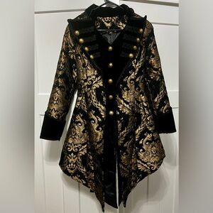 Gorgeous cosplay unique jacket with gold buttons chintz fabric and corset back